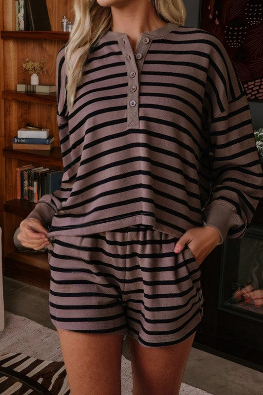 Mocha Striped Lounge Set