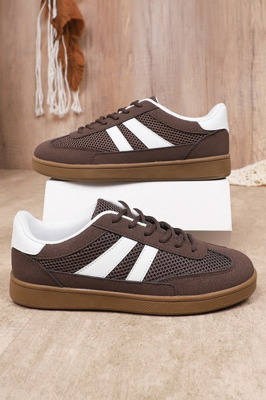 Coffee Breathable Mesh Sneakers - 2