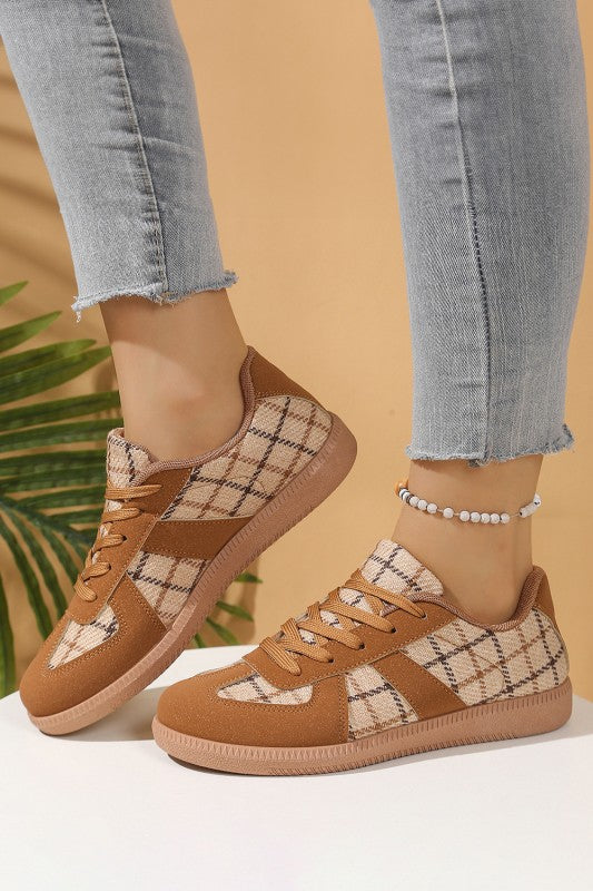 Plaid Patchwork Sneakers