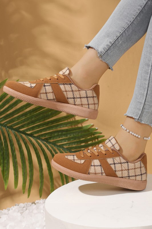 Plaid Patchwork Sneakers