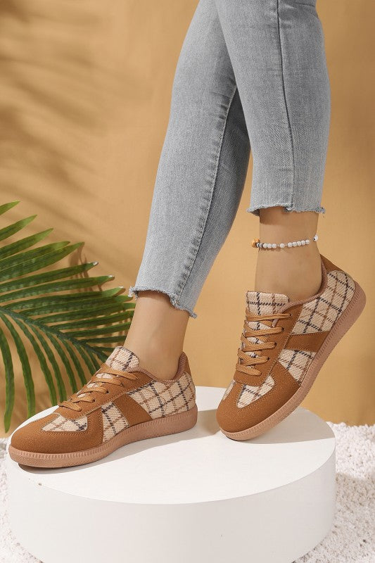 Plaid Patchwork Sneakers