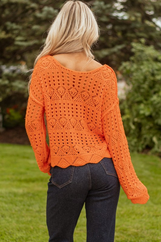 Crochet Knit Pumpkin Pullover