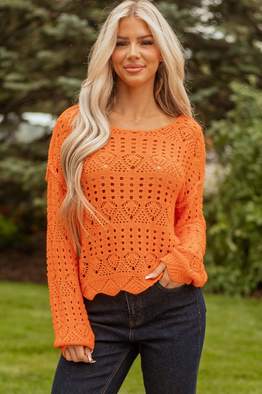 Crochet Knit Pumpkin Pullover