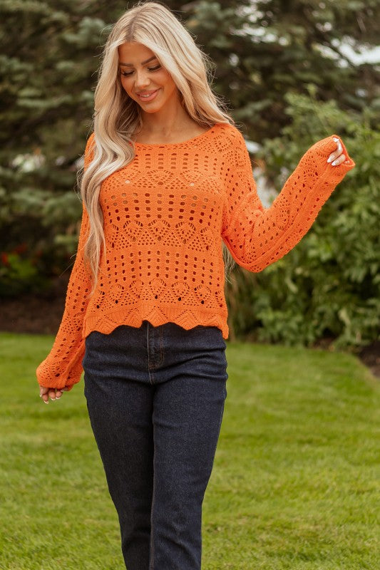Crochet Knit Pumpkin Pullover