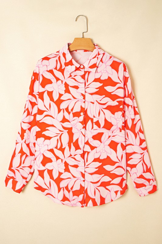 Fall Print Button Front Top