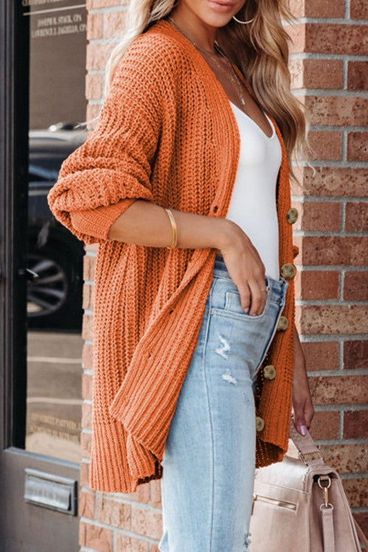 Pumpkin Knit Button Cardigan