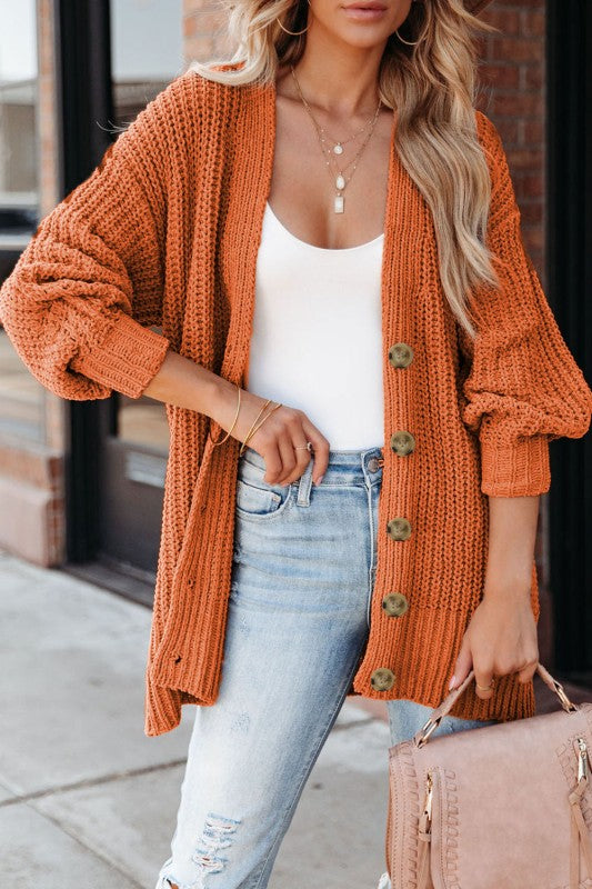 Pumpkin Knit Button Cardigan