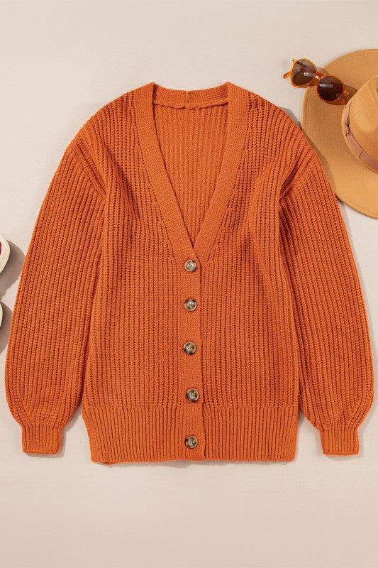 Pumpkin Knit Button Cardigan