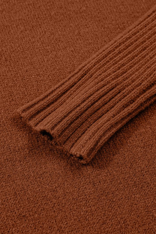 Autumn Brown Exposed Seam Sweater Dress