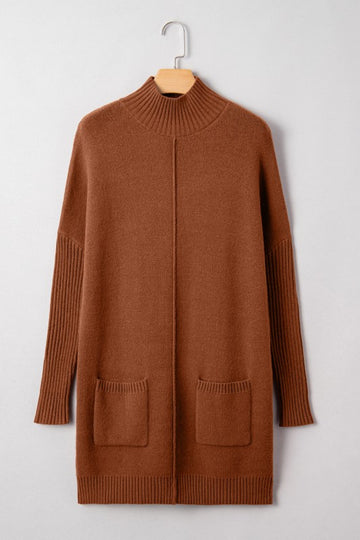 Autumn Brown Exposed Seam Sweater Dress