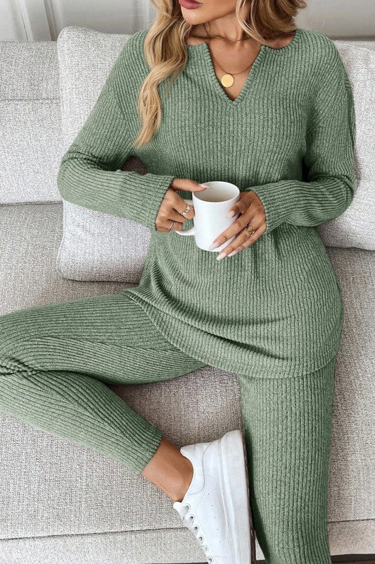 Ribbed Knit Legging Set - 2