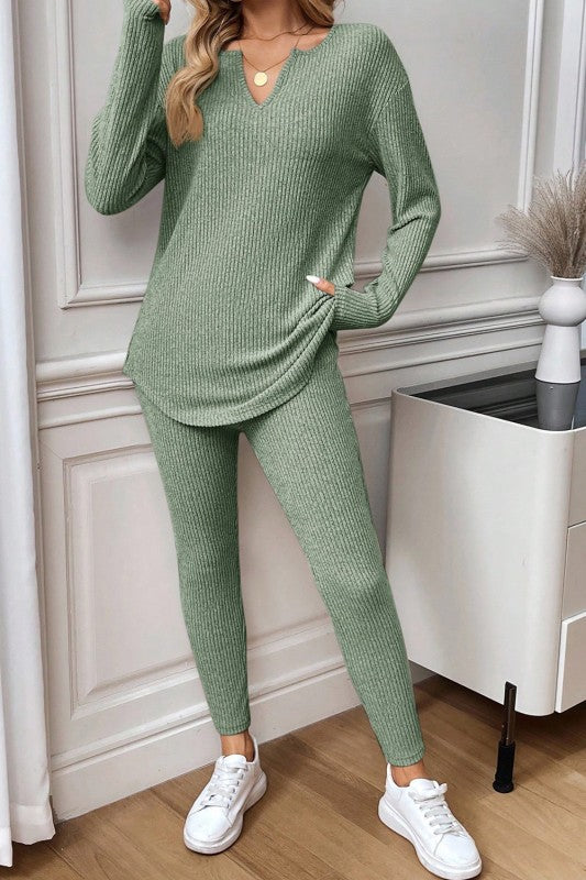 Ribbed Knit Legging Set - 2