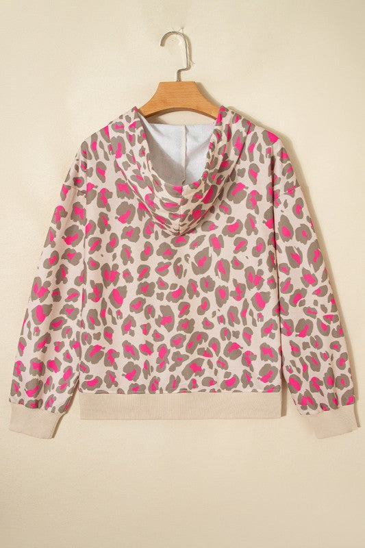 Leopard Pink Zip Hoodie