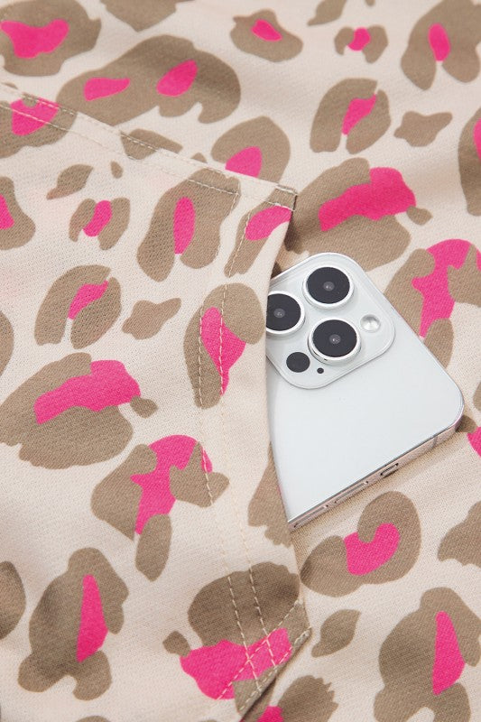 Leopard Pink Zip Hoodie