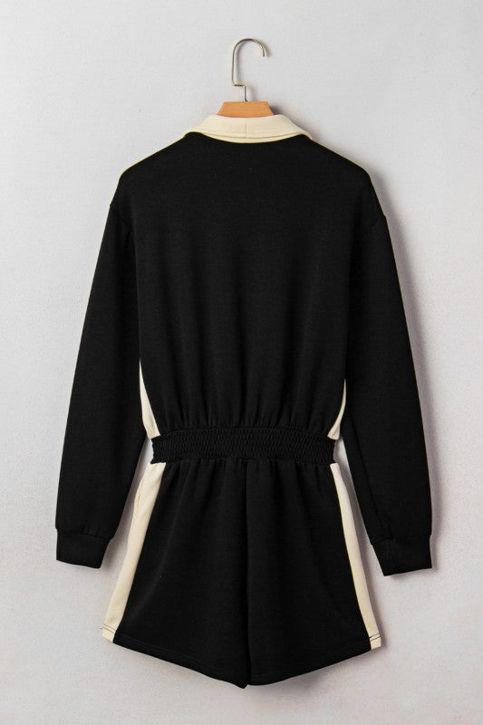 Black & White 2 Tone Zipper Romper