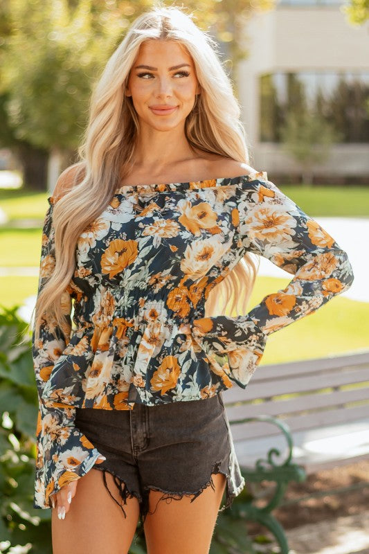 Fall Floral Peplum Top