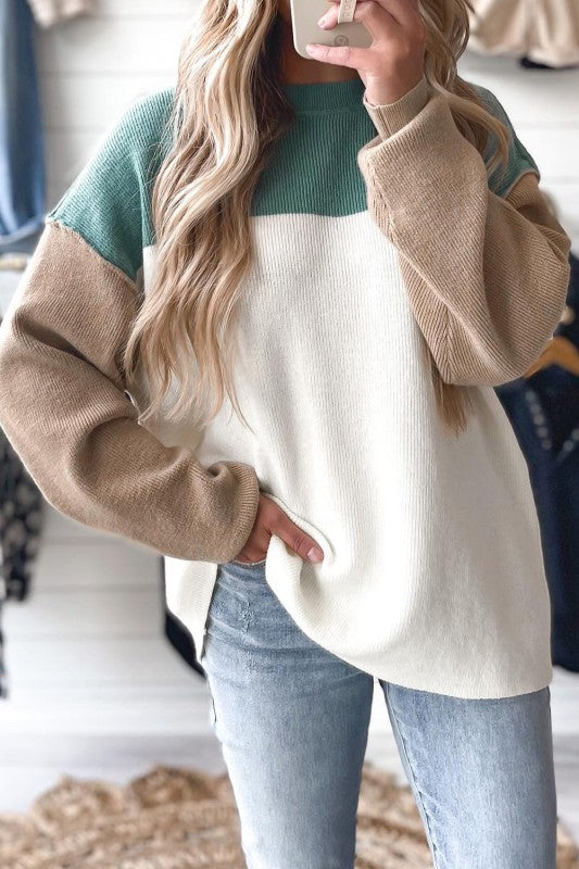 Color Block Baggy Sweater
