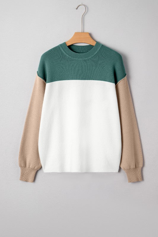 Color Block Baggy Sweater