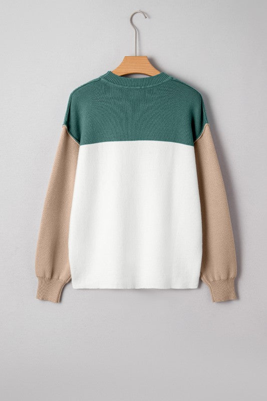 Color Block Baggy Sweater