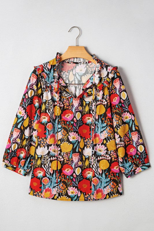 Fall Floral Peasant Blouse
