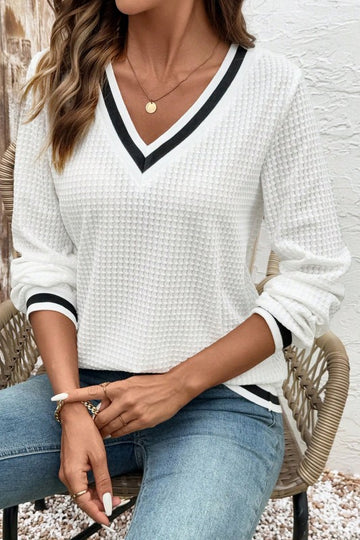 Preppy Waffle Knit Winter White Top