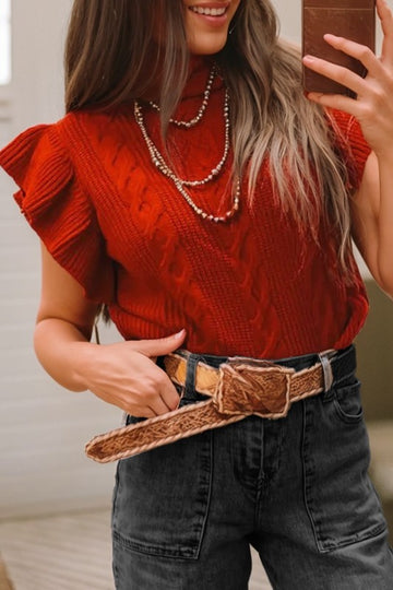 Turtleneck Ruffle Sleeve Sweater