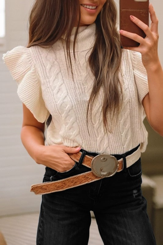 Turtleneck Ruffle Sleeve Sweater
