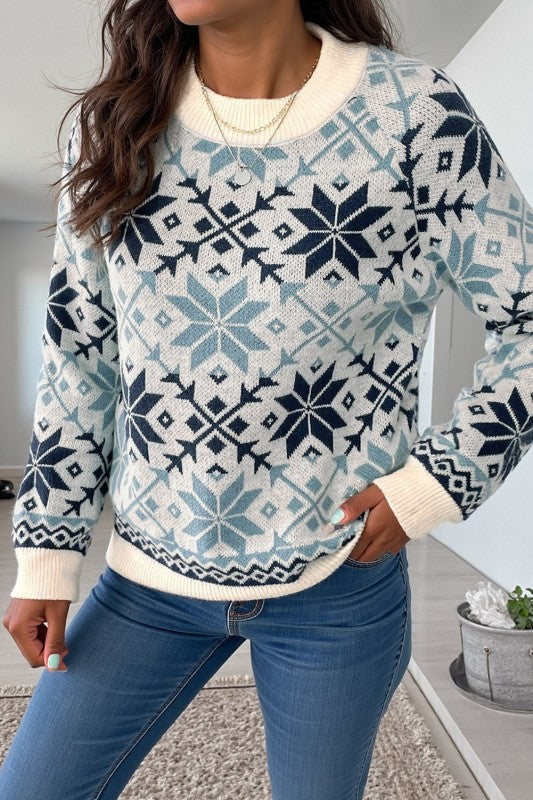 Winter Blue Snowflake Sweater