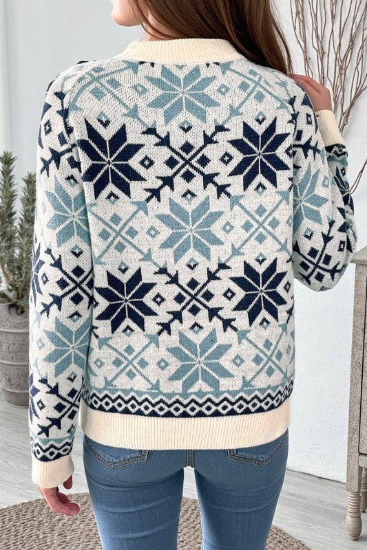 Winter Blue Snowflake Sweater
