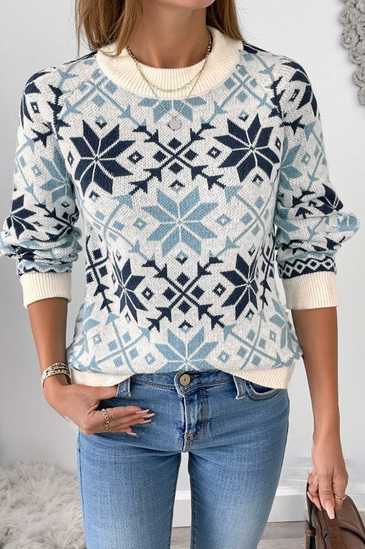 Winter Blue Snowflake Sweater