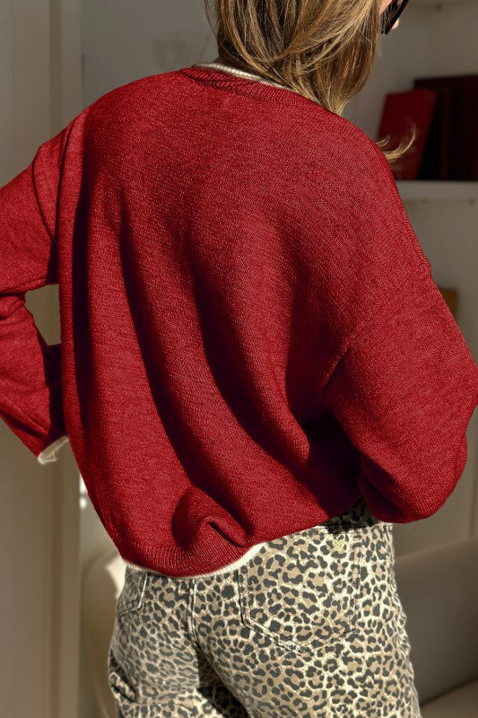 Leopard Contrast Bow Sweater