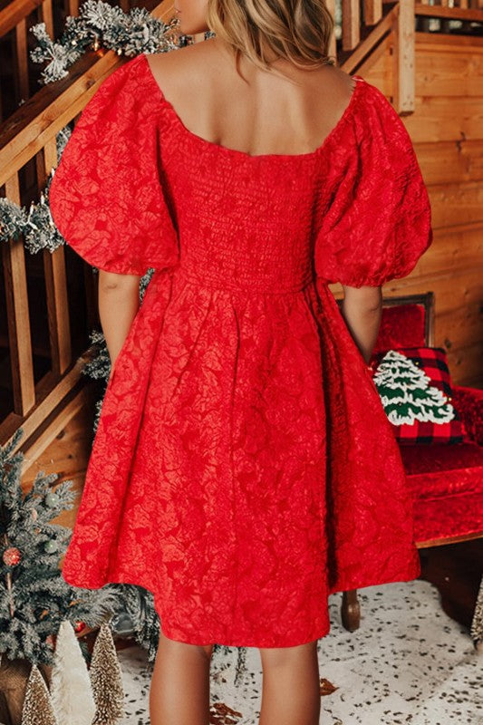 Red Jacquard Holiday Dress!