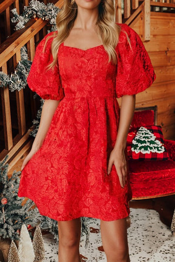 Red Jacquard Holiday Dress!