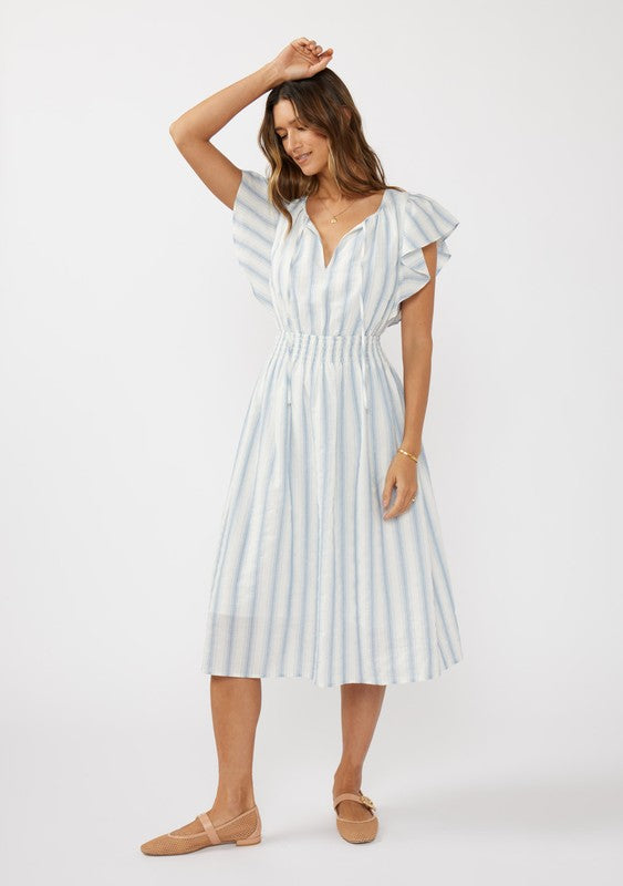 Dusty Blue Stripe Cotton Dress