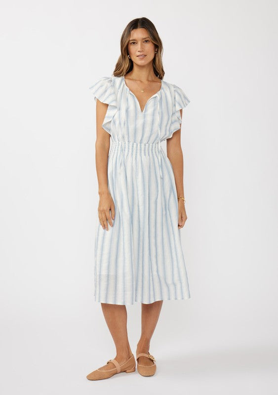 Dusty Blue Stripe Cotton Dress