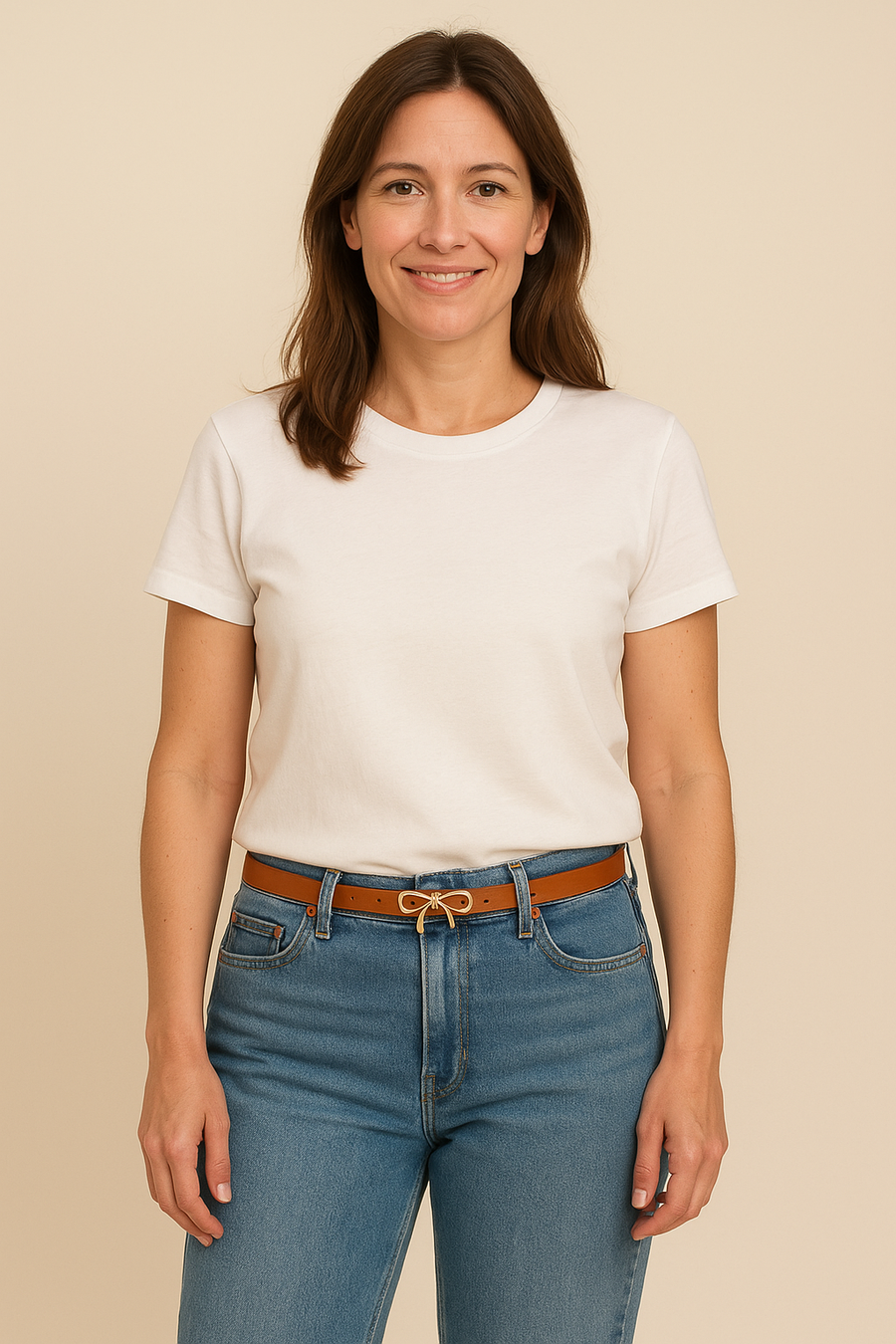 Thin Brown Bow Belt
