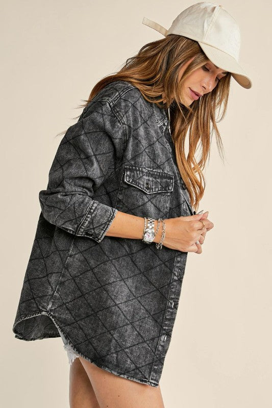 Classic Quilt Black Denim Jacket