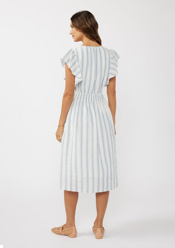 Dusty Blue Stripe Cotton Dress