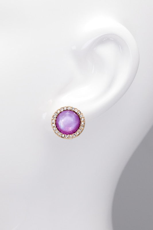 Round Rhinestone Stud Earrings