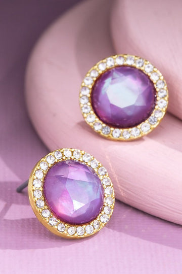 Round Rhinestone Stud Earrings