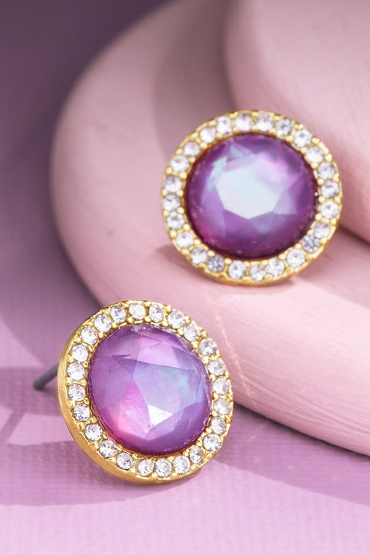 Round Rhinestone Stud Earrings