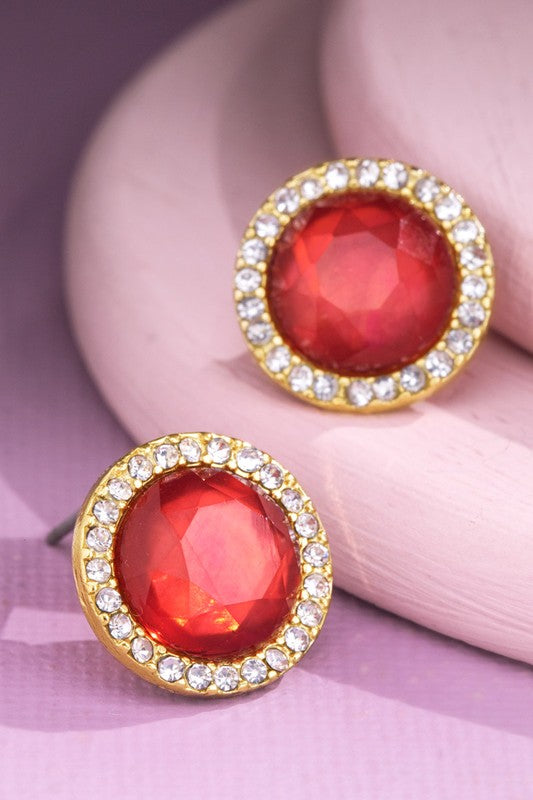 Round Rhinestone Stud Earrings