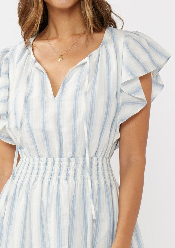 Dusty Blue Stripe Cotton Dress