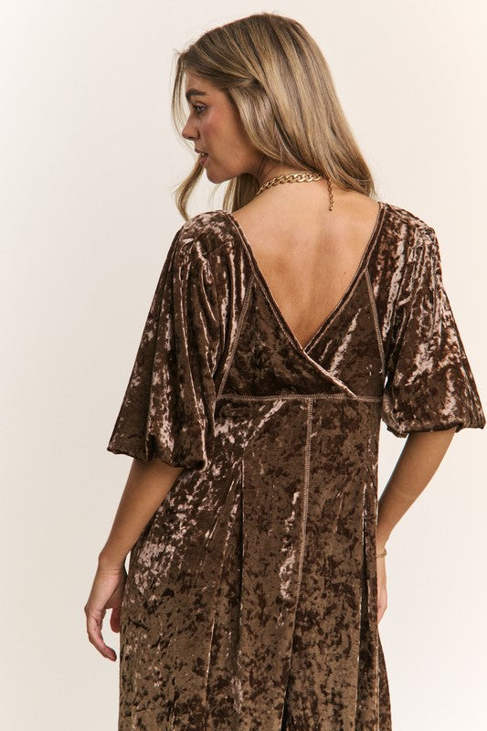 Chocolate Crushed Velvet Jumpsuit