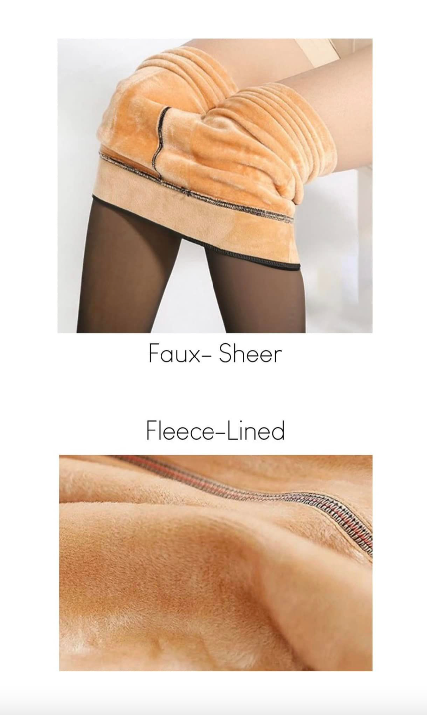 faux sheer fleece-lined tights