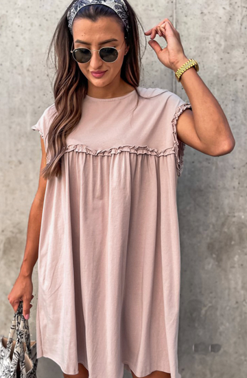 Frilled Trim Loose Fit Mini Dress