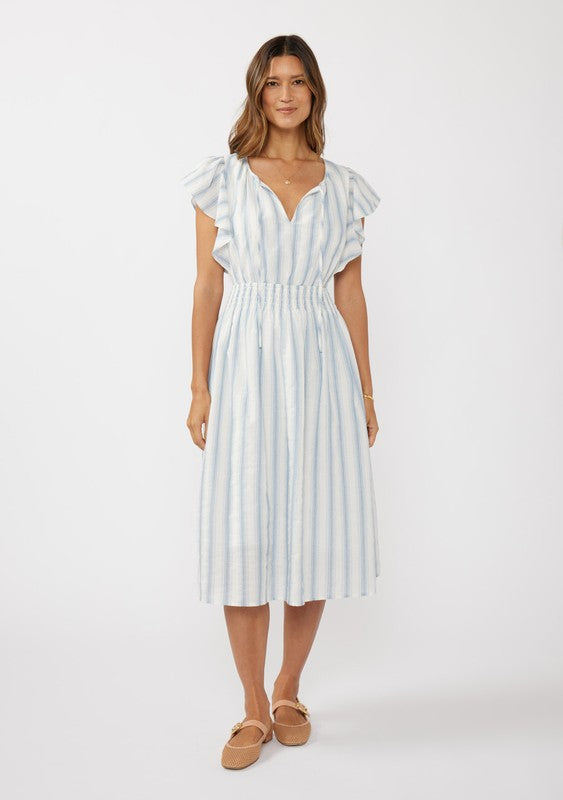 Dusty Blue Stripe Cotton Dress