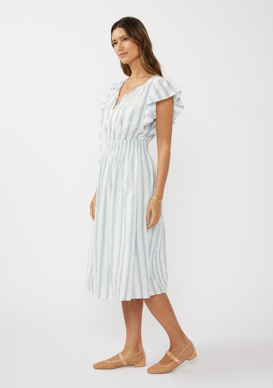 Dusty Blue Stripe Cotton Dress