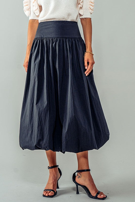 Black Balloon Midi Skirt