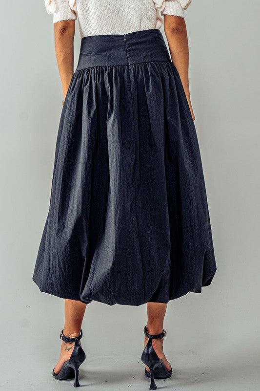 Black Balloon Midi Skirt